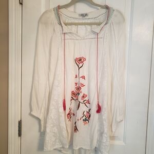 Boho Me Embroidered White Tunic Top